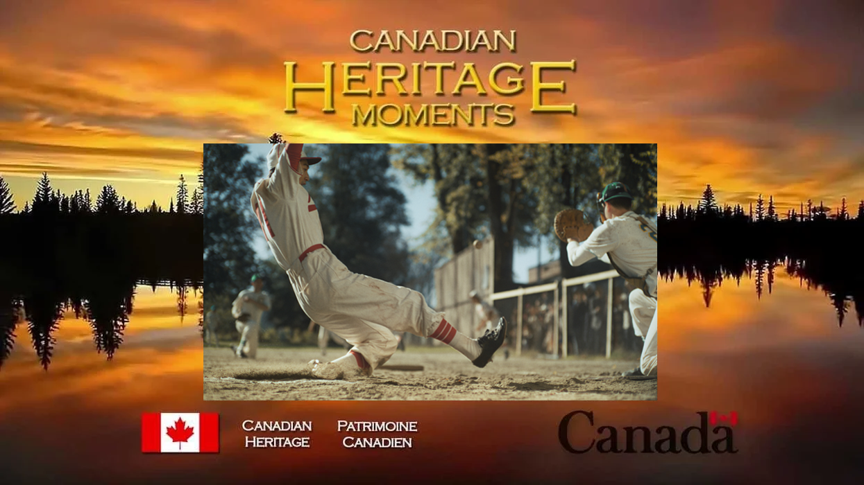 Canadian Heritage Minute screen showcasing Vancouver Asahi video